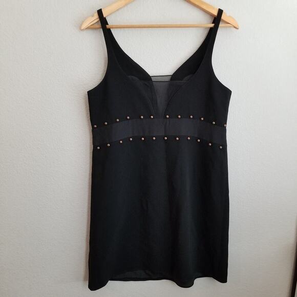 Cinq a Sept Womens Mini Dress Black Solid Comfort Sleeveless V-Neck Chic - Picture 3 of 13